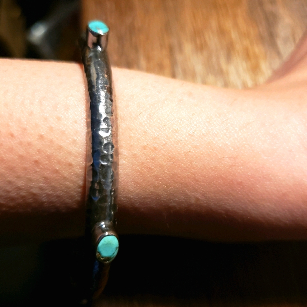 Sterling Silver Turquoise Bangle - image 1